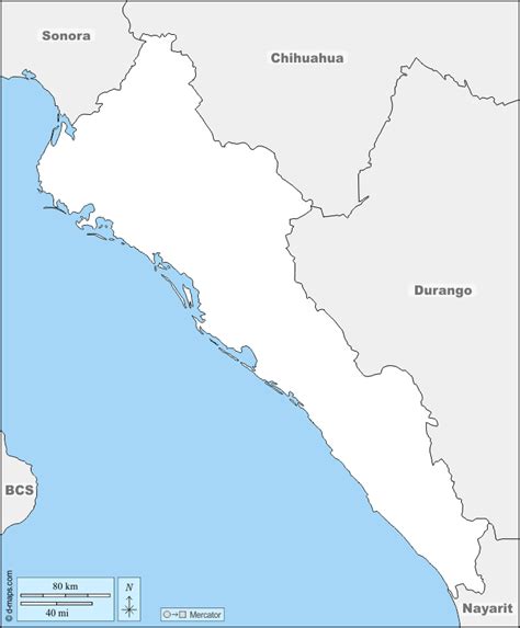 Sinaloa Mapa Gratuito Mapa Mudo Gratuito Mapa En Blanco Gratuito Plantilla De Mapa Fronteras