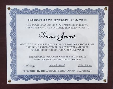 Andovers Boston Post Cane Tradition Lives On The Andover Beacon