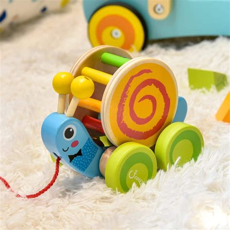 Cossy Wooden Pull Toys 1 Year Old Snail Push Toy Toddler