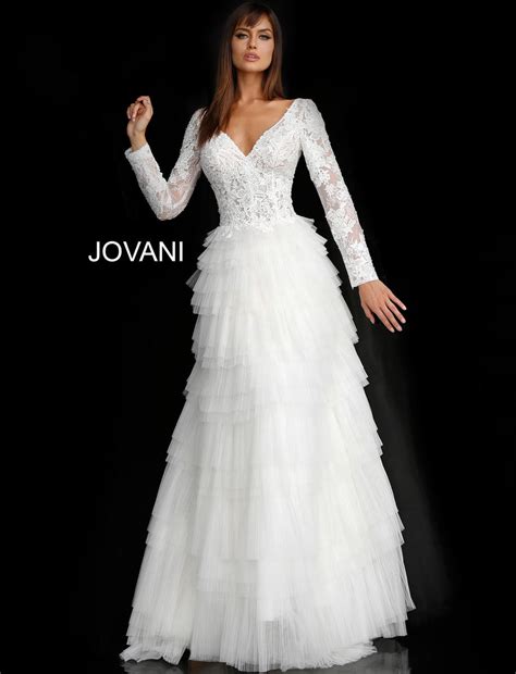 Female lace long sleeve wedding dress off back elegant full dress for wedding and party. Jovani Wedding Gowns JB65932 LACASAHERMOSA.com The Most ...