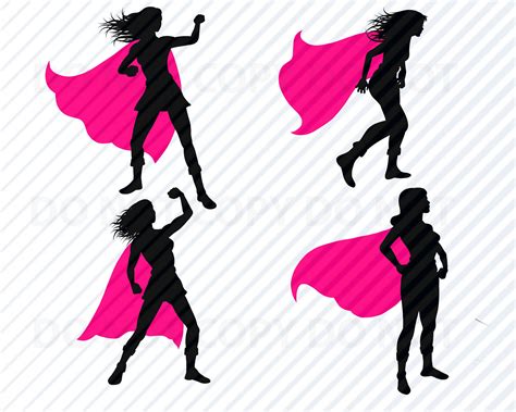 Woman Superhero Svg Bundle Girl Super Hero Silhouette Clip Art Etsy
