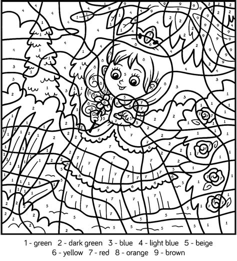 Princess Color By Number Coloring Page Printable Coloring Page For Kids