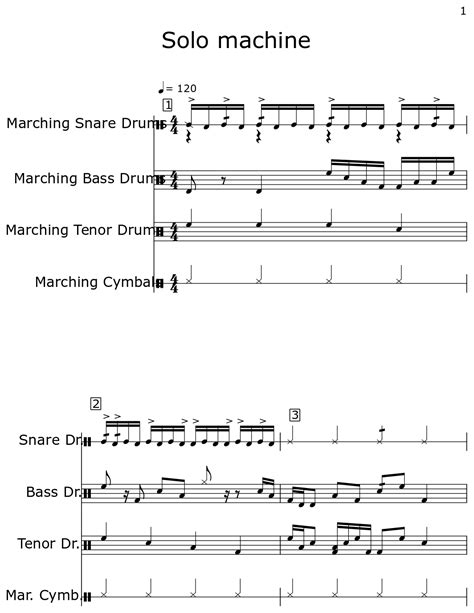 Solo Machine Sheet Music For Marching Snare Drums Marching Bass