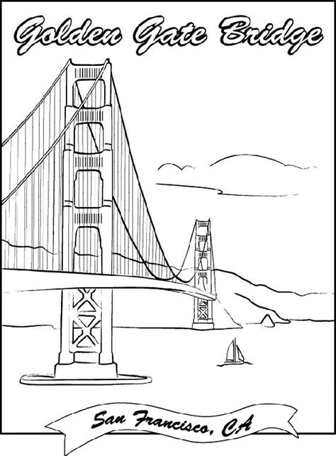 Printable Golden Gate Bridge Coloring Page