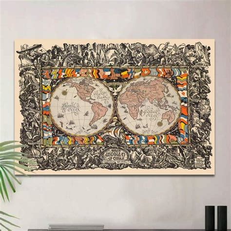 Quadro Decorativo Gigante Mapa Mundi Antigo