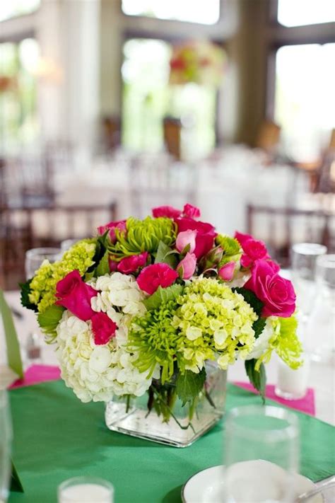 Pink And Green Spring Wedding Centerpieces Flower Centerpieces