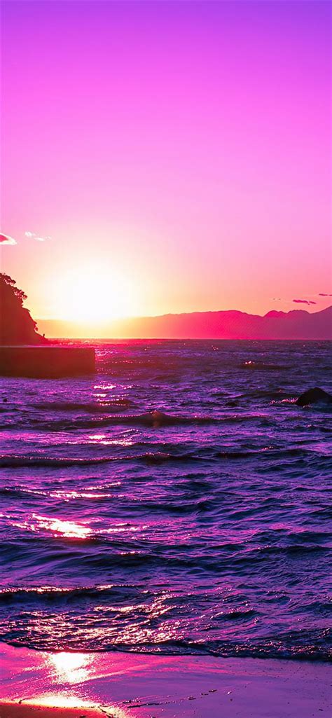 Beautiful Evening Purple Sunset 4k Iphone 11 Wallpapers Free Download