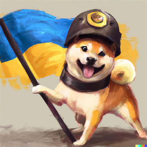 John × Dall·e A Cute Shiba Inu In A Military Helmet Holding A