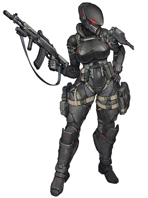 Hetza Hellshock Dairoku Ryouhei 1girl Armor Assault Rifle Belt