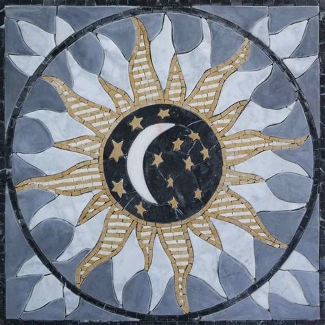 Sun And Moon Mosaic Art Celestial Mozaico
