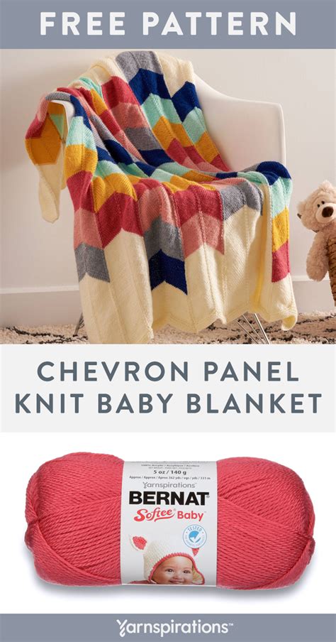 Free Chevron Panel Knit Baby Blanket Pattern Using Bernat Softee Baby