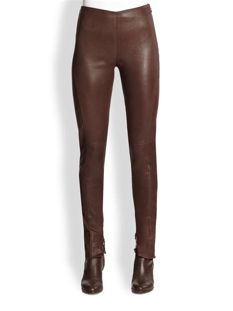 Lyst Ralph Lauren Black Label Jamie Stretch Leather Pants In Brown