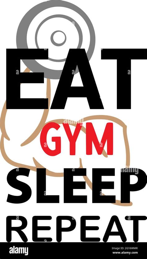 eat sleep gym repeat lettering quote stock vector image and art alamy