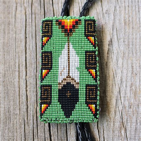 Native American Beaded Bolo Tie By Charlene Jackson Native American Beading Beaded Hat Bands