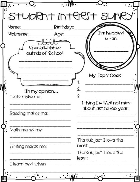 Get To Know You Worksheet Middle School
