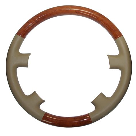 Car And Truck Parts Tan Leather Wood Steering Wheel Cover For 1998 02