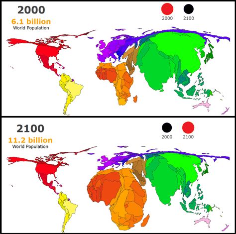 Year 2100 World Population Cartogram Rmapporn