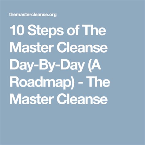 10 Steps Of The Master Cleanse Day By Day A Roadmap The Master