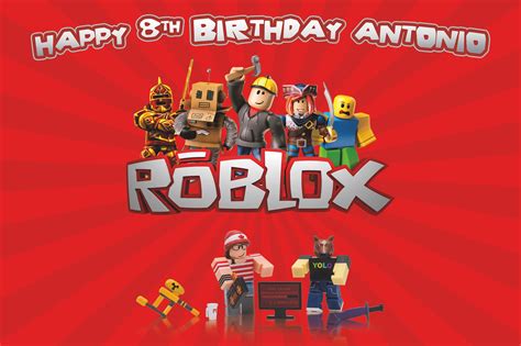 Roblox Birthday Backdroproblox Birthday Bannerroblox Etsy