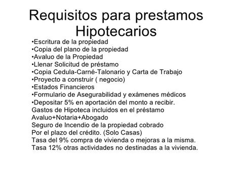 Requisitos Para Prestamos