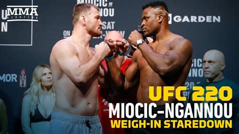 A new heavyweight champion was crowned as francis ngannou brutalized stipe miocic to claim the belt that eluded him three years ago. UFC 220: Stipe Miocic vs. Francis Ngannou Weigh-In ...