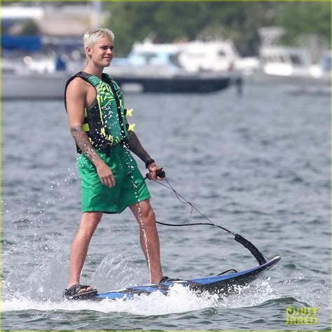 Justin Bieber S White Underwear Turns See Through While Wakeboarding In Miami Photo