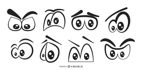 Ojos De Dibujos Animados En Blanco Y Negro Conjunto