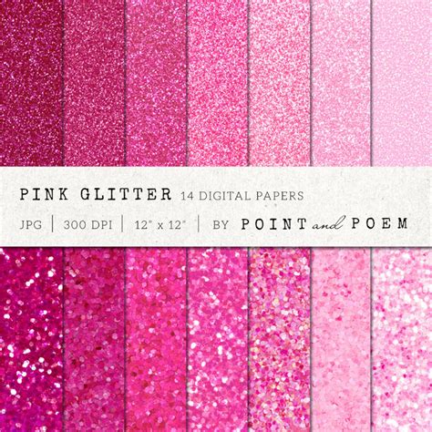 Pink Glitter Paper Digital Paper Hot Pink Glitter Texture Etsy
