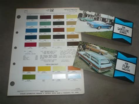 1974 Plymouth Ditzler Paint Chips Two Post Cards Fury Wagons