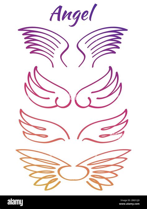 Colorful Elegant Angel Flying Wings Collection Color Line Wings