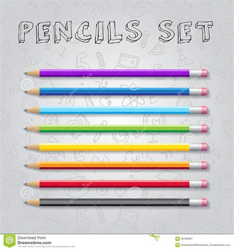 Vector Rainbow Colors Pencils Collection With Stock Vector