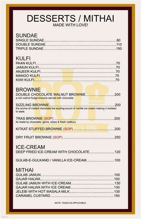 Menu Of The Secret Of Poona Kondhwa Pune Dineout Discovery