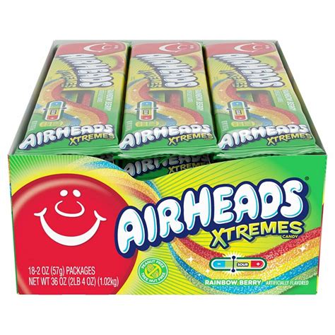 Airheads Candy Xtreme Belts Sweet And Sour Rainbow 18 Pack Volt Candy