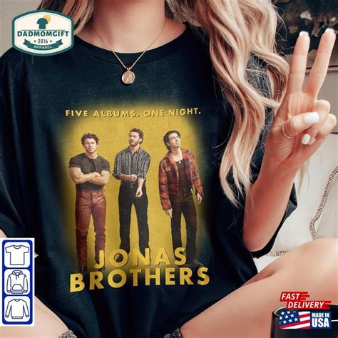 Jonas Brothers Five Albums One Night The Tour 2023 Shirt Band Fan T Shirt Classic Dadmomt