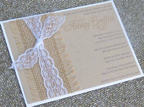 Burlap And Lace Wedding Or Shower Invitations By Peachykeenevents 3