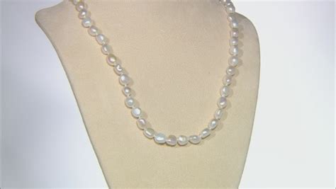 White Cultured Freshwater Pearl Rhodium Over Sterling Silver 24 Inch
