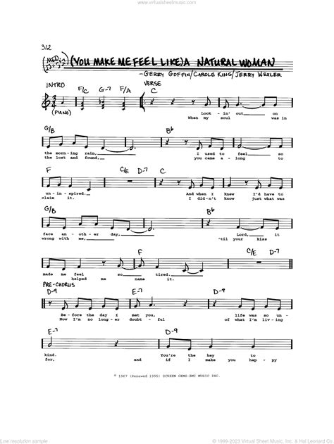 you make me feel like a natural woman sheet music real book melody and chords real book