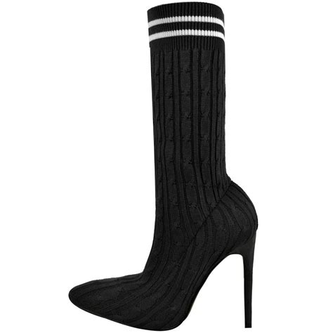 Womens Ladies Stilleto High Heel Sock Boots Knit Stretch Sports Luxe Size Ebay