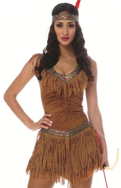 Halloween Savage Indian Uniform Cosplay Costume Pocahontas Party Fancy Fashion Dress New On