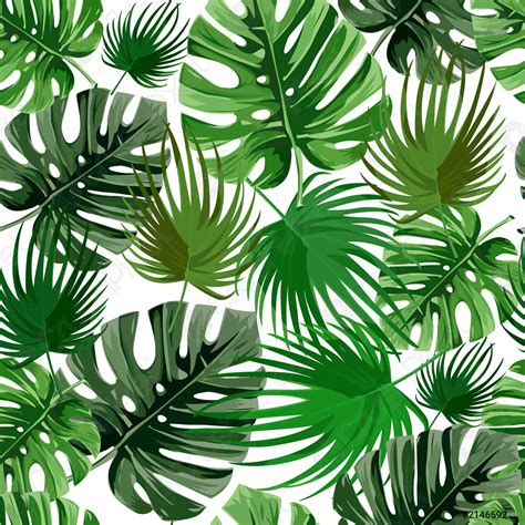 Tropical Palm Leaves Jungle Leaves Seamless Vector Floral Pattern