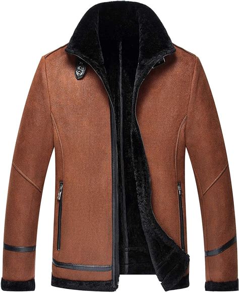 k3k men s winter thicken warm sheep leather jacket outerwear lamb wool lined outdoor windproof