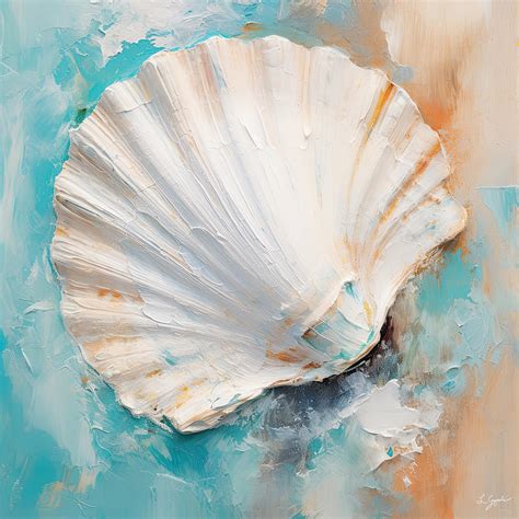 Seashell Spell Shades Of Turquoise Paintings Digital Art By Lourry
