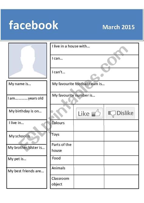 Facebook Profile For First Day Back At School Esl Worksheet By