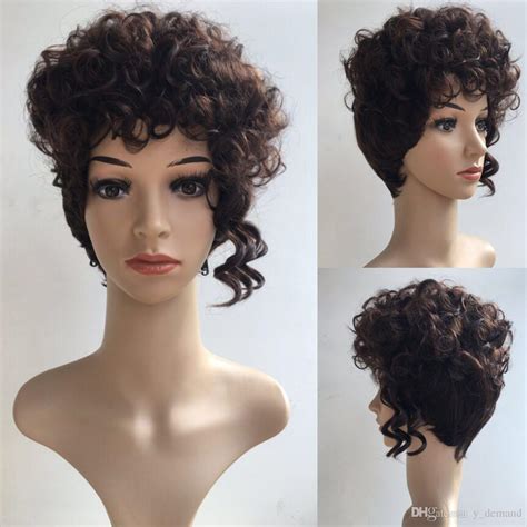Fashion Ladies Cheap Bob Brown Wigs With Bangs Synthetic Black Short