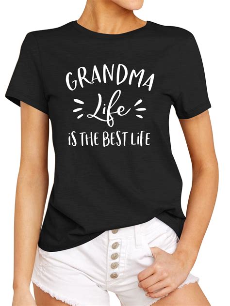 Women Grandma Life Is The Best Life Letter Print T Shirt