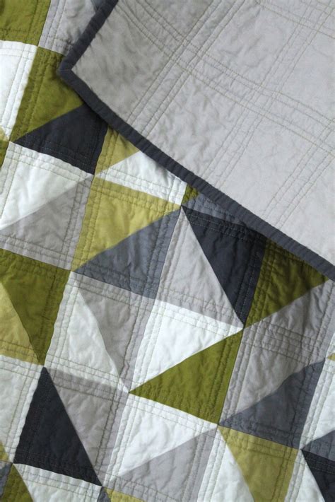 Craftyblossom Grey And Green Geometric Quilt