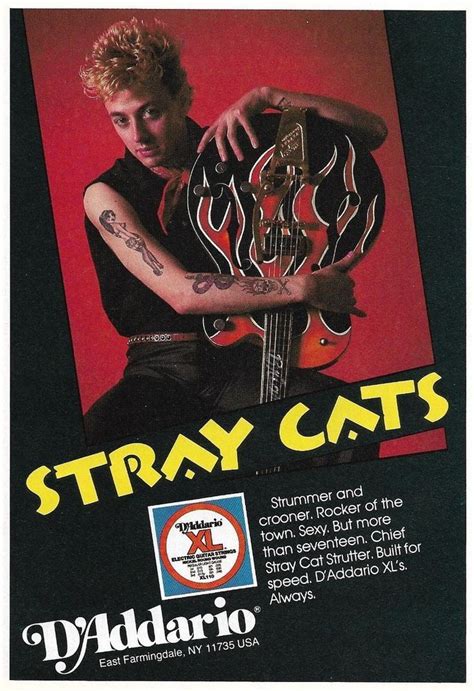 The Stray Cats Brian Setzer 1985 Daddario Xl Guitar Strings 5 X 7 Ad