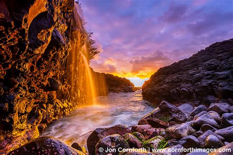 Queens Bath Waterfall Sunset 11 Photo Picture Print