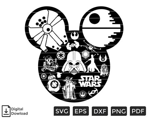 Star Wars Mickey Head Svg Png Star War Characters Bundle Etsy