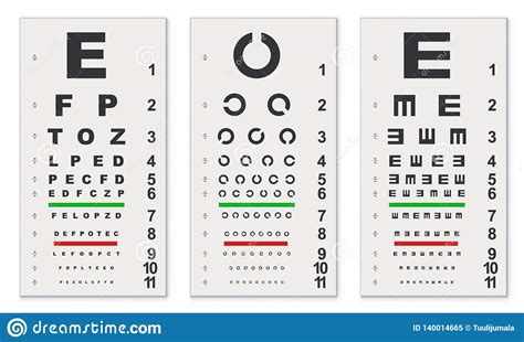 Traditional Eye Test Charts Stock Vector Illustration Of